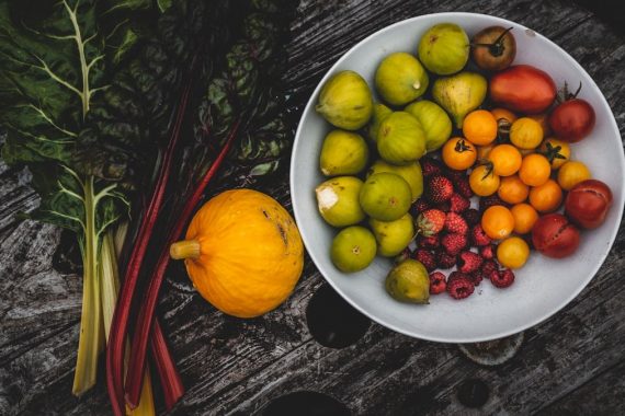 fruits on white ceramic bowl